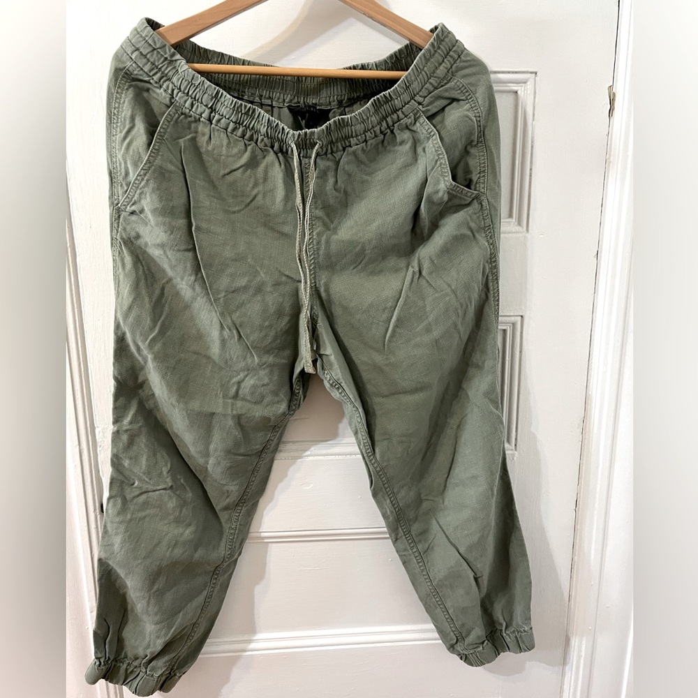 Jcrew drawstring green pant trousers size 12 cotton